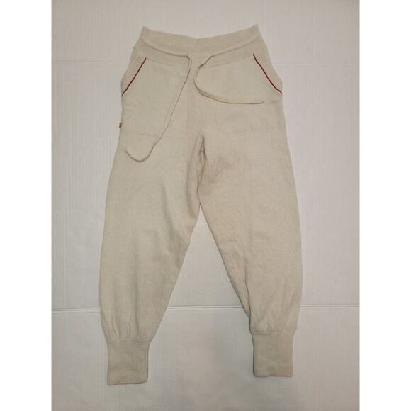 Bamford Jogger Pants Womens Sz Small 100%Cashmere Lounge Drawstring Sand - Picture 2 of 7